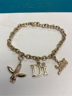 Gold Tone 'Di' Charm Bracelet